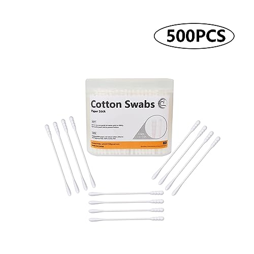 500pcs Mini Cotton Swabs with Paper Stick - Spiral & Round Tips for Personal Care & Cleaning