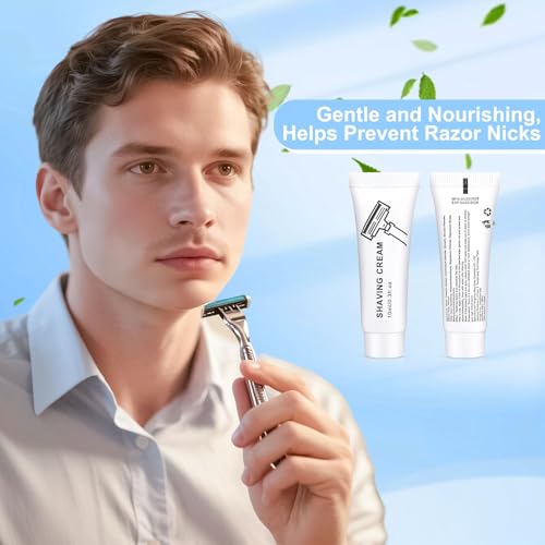 Shaving Cream Bulk, 10ml/0.35fl Oz Travel Shaving Cream, Individually Packaged, Suitable For Travel, Hotel, Home, Camping, Charity, Homelessness (50-PACK)