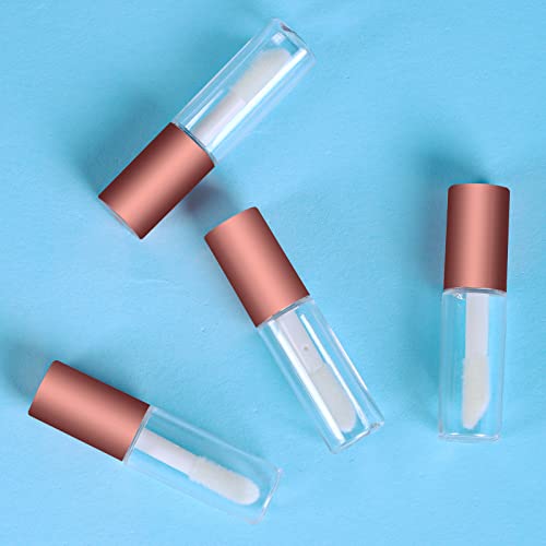 50 Pack 1.2ML Clear Lip Gloss Tubes with Rose Gold Lids