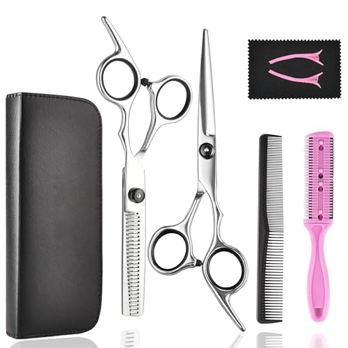 Professional Hair Cutting Scissors Kit - 7 Pcs Thinning Shears Set