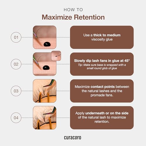Curacoro Brown Fairy Volume Lash Extensions 3D, 0.07mm Thickness, C CC D Curl, 8-15mm Length Mixed Tray, Premium Brown Individual Eyelashes Tray, Professional Supplies Use