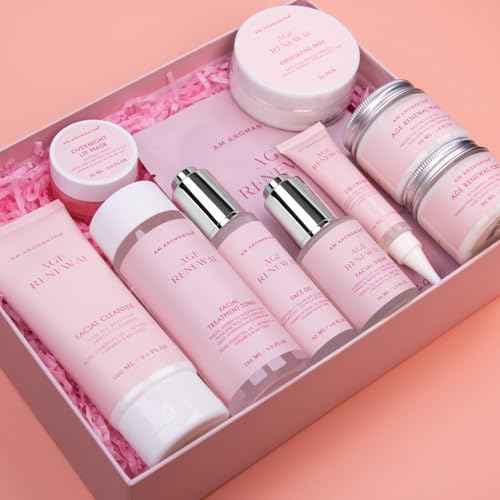 Mother's Day Gifts for Mom Skin Care Routine Kit for Women, Rose Essential Oil+Retinol+ Vitamin E, 10-Piece Complete Skin Care Set, Korean Skin Care Set, Birthday Gifts for Women