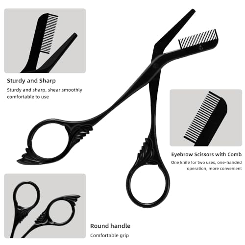 Eyebrow Scissors with Built-in Comb - Precision Trimmer