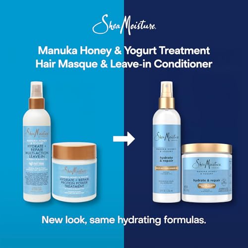 SheaMoisture Manuka Honey & Yogurt Multi-Action Leave-in Conditioner + Protein Power Treatment for Hair Repair, Frizz Control, 8 Oz Ea, for Curly, Damaged Hair