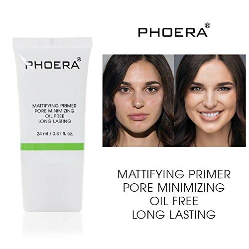 Phoera Face Primer - Matte Finish, Oil Control, Full Coverage Makeup Base, Pores & Wrinkle Filler, Long Lasting, 24ml