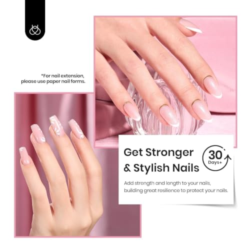 Beetles Builder Gel Pink Glitter Pink 8-in-1 HEMA-Free Nail Gel for Strong Manicures