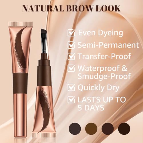 Peel Off Eyebrow Tint Gel with Stencil, Waterproof & Sweatproof