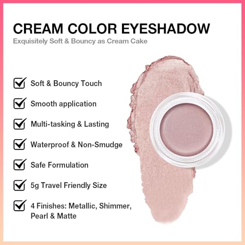 Kaely Champagne Shimmer Cream Eyeshadow Pot, Waterproof