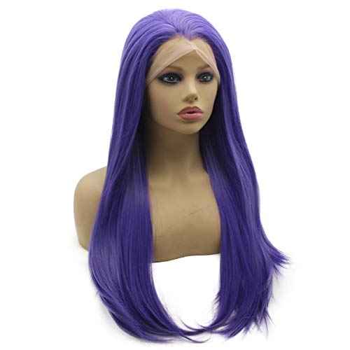 Iwona Long Straight Purple Synthetic Lace Front Hair Wig Heat Resistant Fiber Hair
