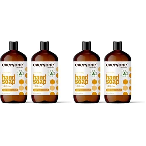 Everyone Liquid Hand Soap Refill,32 Ounce,Meyer Lemon and Mandarin,Plant-Based Cleanser with Pure Essential Oils,(Pack of 4)