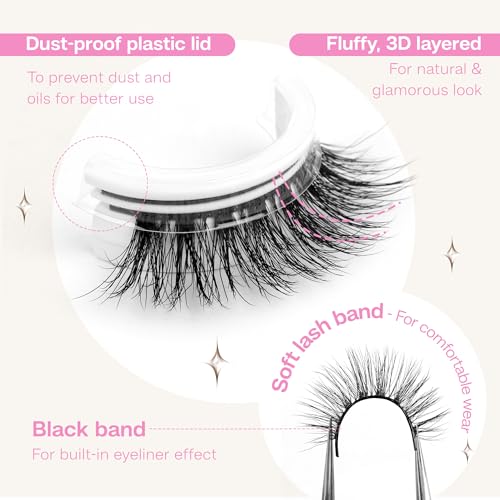Self-Adhesive False Eyelashes - 5 Pairs Reusable Cat Eye Lashes