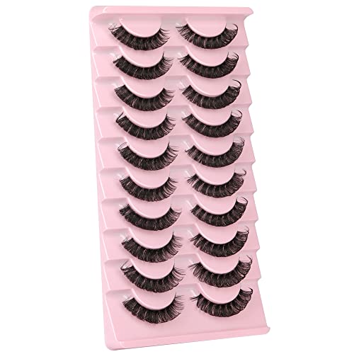 Newcally Cat Eye Mink Lashes - 16MM Wispy D-Curl (10 Pairs)