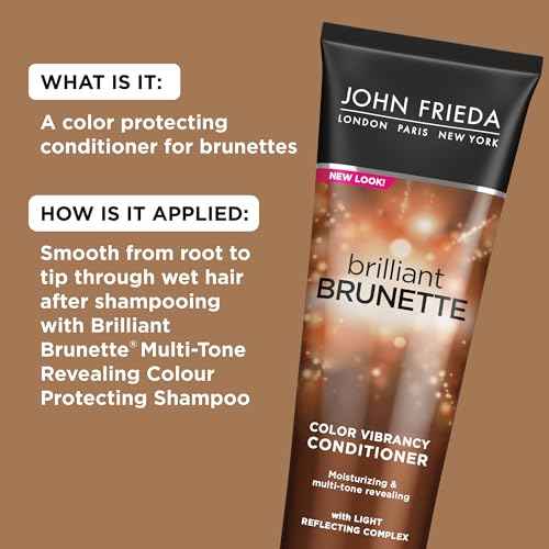 John Frieda Brilliant Brunette, Color Boosting Conditioner, Enhances and Protects Multi-Dimensional Tones, With Sweet Almond Oil to Rehydrate and Replenish Dry Hair, 8.45 Oz, Pack of 2