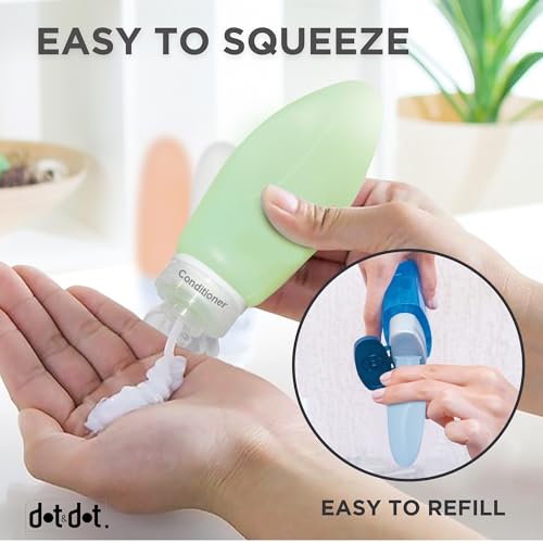Dot&Dot Leak Proof Travel Bottles - 3oz Silicone Toiletries Set
