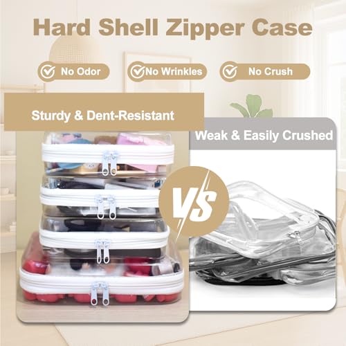 Hard Shell Zipper Pouches Set - 4 Piece Travel Organizer