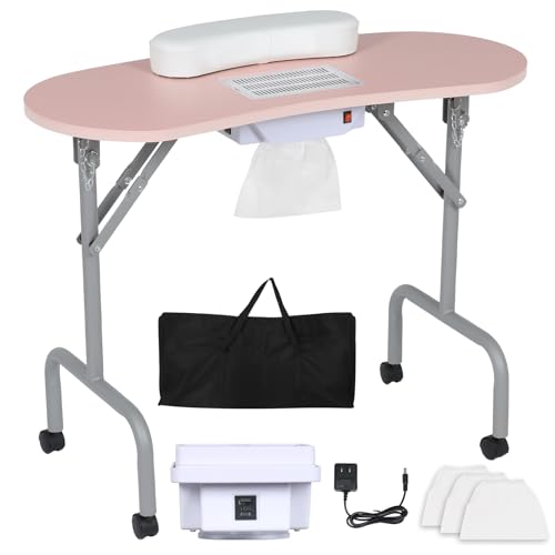 36" Portable Manicure Table with Dust Collector & Charging