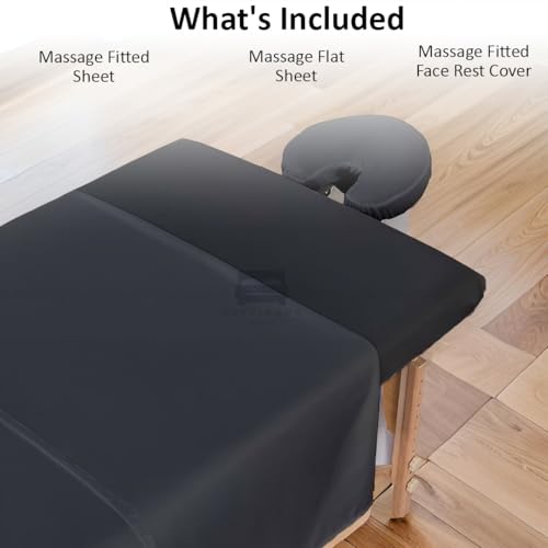 Cottingon 3-Piece Massage Table Sheet Set — 100% Microfiber, Fits 36 x 77 inch Tables
