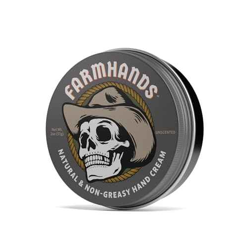 Farmhands Natural & Non-Greasy Hand Cream for Dry, Cracked Hands - No Added Fragrance, Fast-Absorbing with Clean & Organic Ingredients - Repairing Skincare - 2oz Tin