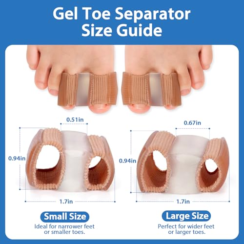 NIXWAV 2 Pack Bunion Toe Separators L, 3-Point Gel Spacers with Dual Loops