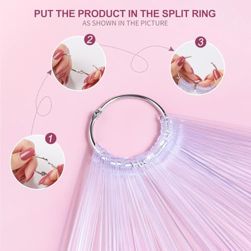 Nail Color Swatches Sticks with Ring, 50Pcs Clear Fan Shape Nail Art Polish Display Tips with Number Stickers False Nail Sample Sticks, Transparent nail Practice-Tips for Manicure
