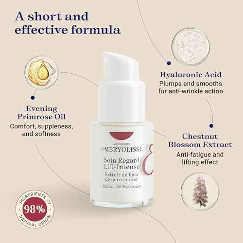 Embryolisse Intense Lift Eye Cream. Lifts Eyelids, Reduces Wrinkles, Circles, And Bags. Targeted Anti-Aging Treatment With Hyaluronic Acid 0.5 Fl Oz