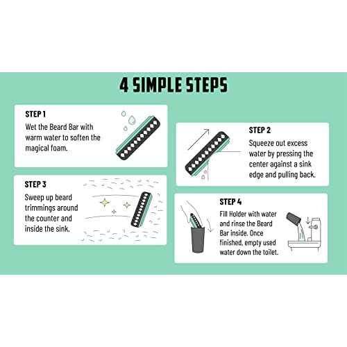 Mat's Beard Bar¢ç & Holder Pro (V2.0) - FLEXIBLE - Clean Up Beard Trimmings from Sinks and Countertops After Shaving - Best Gifts For Men
