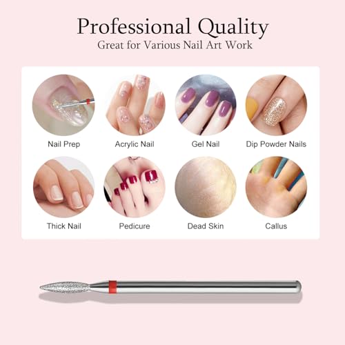 10pcs Diamond Flame Cuticle Drill Bits Set for Nail Care