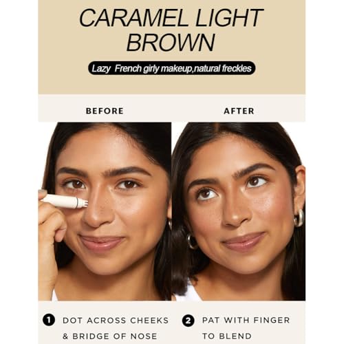 Upgrade Faux Freckle Stamp Pen?Liquid Freckle Marker with Multi-Prong Soft Tip, Air Cushion Applicator for Natural Sun-Kissed Look, Long-Lasting Freckle Makeup Tool(1#LIGHT+2#MEDIUM)
