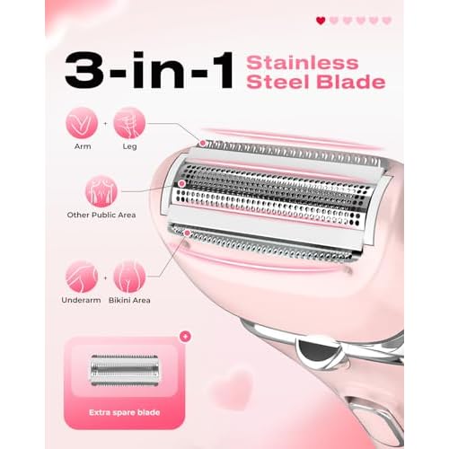 Electric Razor for Women Rechargeable Wet Dry Electric Shaver for Women, Waterproof Lady Shaver for Legs Arm Underarm Bikini Public Body Razor with One Extra Foil Blade
