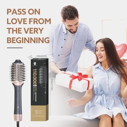2-in-1 Blow Dryer & Hair Straightener Brush, Ionic Ceramic