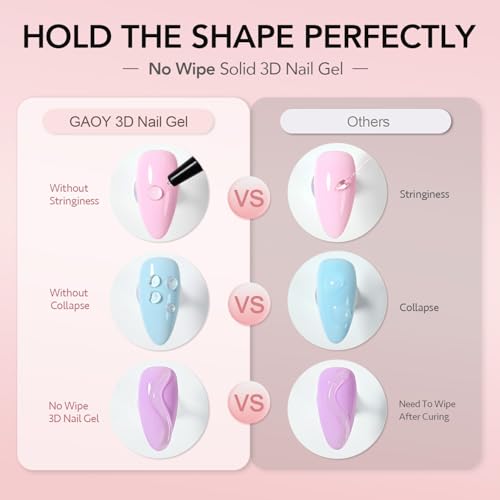 GAOY Clear 3D Nail Art Sculpting Gel - No Wipe Rhinestone Glue, 15g