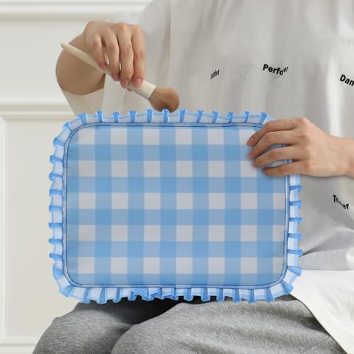 Gingham Ruffle Makeup Bag Large Travel Cosmetic Organizer