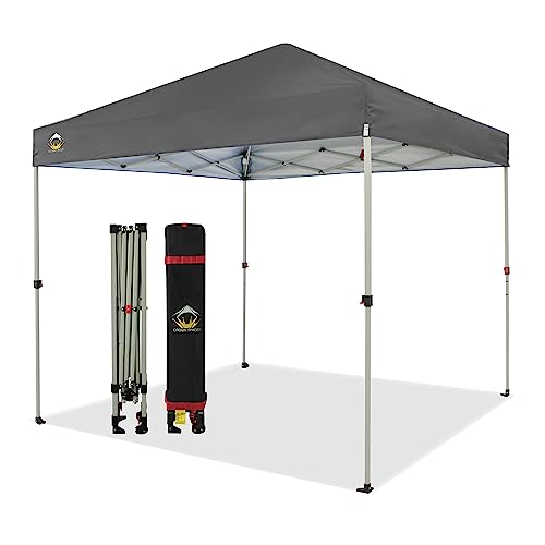 CROWN SHADES Canopy Tent, 10 x 10 Foot Portable Pop Up Outdoor Shelter with Easy 1 Push Center Lock, UV Protection, and Carry Bag, Cyan Blue