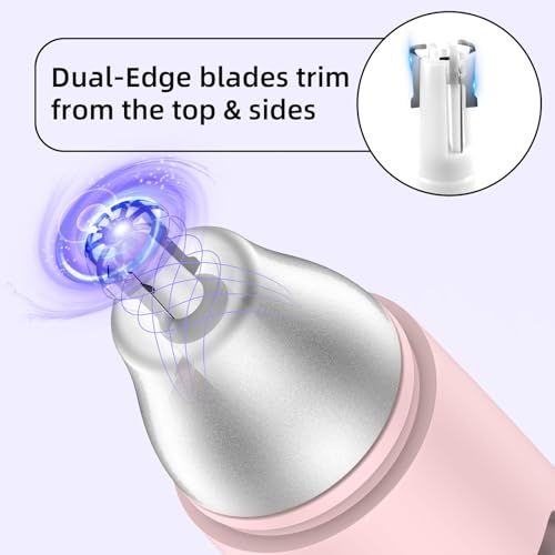 Nose Hair Trimmer Professional Painless Eyebrow Trimmer Powerful Motor and Edge Blades for Smoother Cutting (Pink)