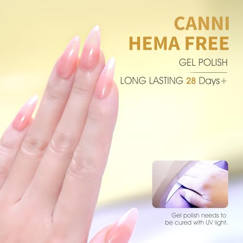 CANNI Nude Pink Gel Nail Polish, 1Pcs Translucent Jelly Polish Color