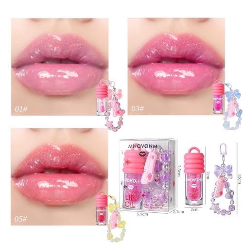 Color Changing Lip Oil with Bracelet Keychain - Hydrating Shimmer