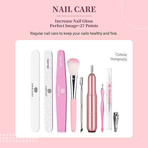 Saviland Nails Kit Acrylic Set with U V Light and Drill - Nail Kit Set Professional Acrylic with Everything for Acrylic Nails Acrylic Powder Set for Home DIY Salon (Without Acrylic Liquid)