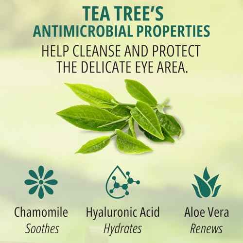 100Pcs Tea Tree Eyelid Wipes ? Tea Tree Oil Eye Wipes for People with Dry Eyes & Allergies ? Gentle Eyelid Cleanser with Hyaluronic Acid ? Individually Wrapped & Biodegradable - 1 Pack