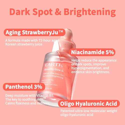 Strawbby Glow Serum - Brightening & Hydrating Korean Dark Spot Corrector Skincare with Fermented Strawberry Juice, Niacinamide 5%, Panthenol 3% and Centella Asiatica for Glass Skin, 30ml