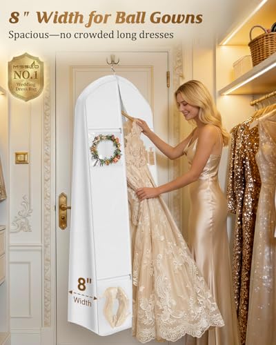 MISSLO 70" Wedding Dress Garment Bag with Tote & 4 Pockets