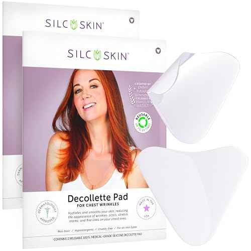 Silc Skin Decollette Pad - Medical-Grade Chest Wrinkle Pads, Smoothing Anti Wrinkle Chest Pads, Reusable Silicone Chest Wrinkle Patches, 60 Day Supply