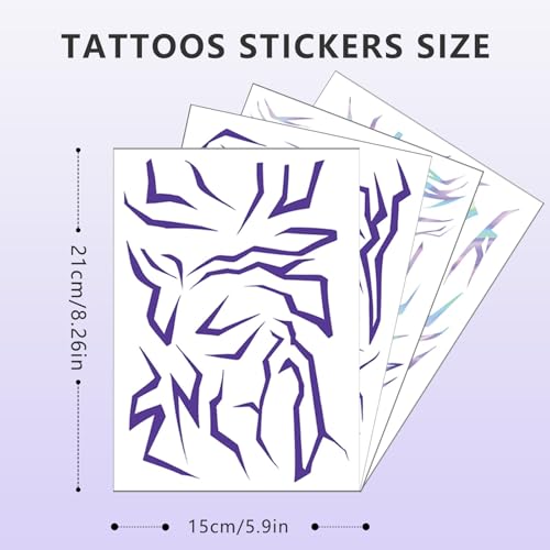 Purple Ombre Temporary Tattoos – 4 Pack Waterproof Body Art