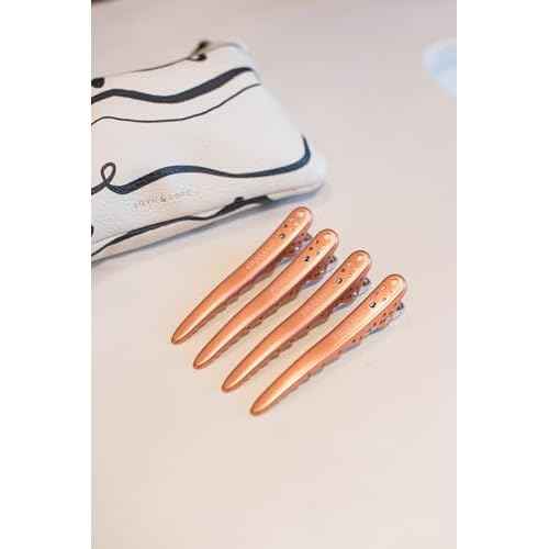 Framar Pink Hair Clips For Styling ? Professional Metal Hair Clips For Women Styling, Metal Clips For Hair, Hair Styling Clips, Extra Strong With No Slip - 4 Pack Rose Gold