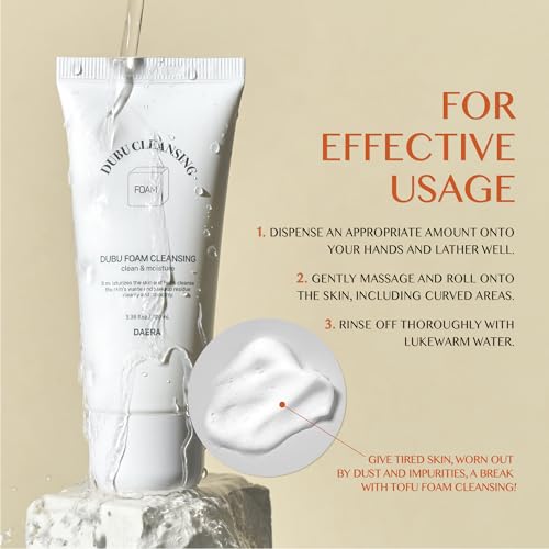 DAERA DUBU Foaming Cleanser 100ml, Hydrating & Moisturizing, Soothing for Sensitive Skin, Hyaluronic Acid, One Step Cleasing, Panthenol & Soy Ferment Extract, Korean Facial Cleanser