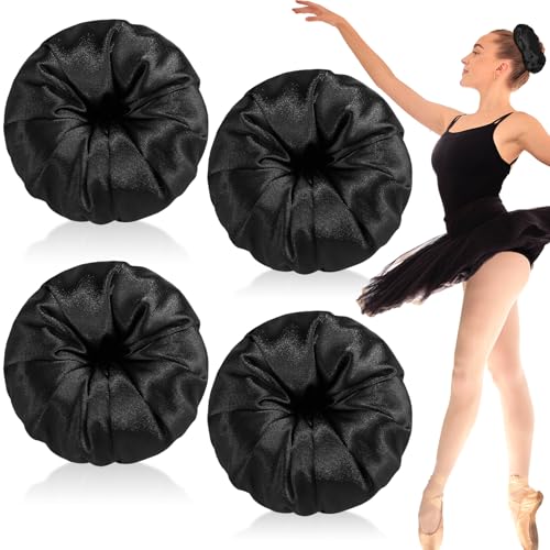 Satin Hair Bun Donuts - 4 Pack Medium Black