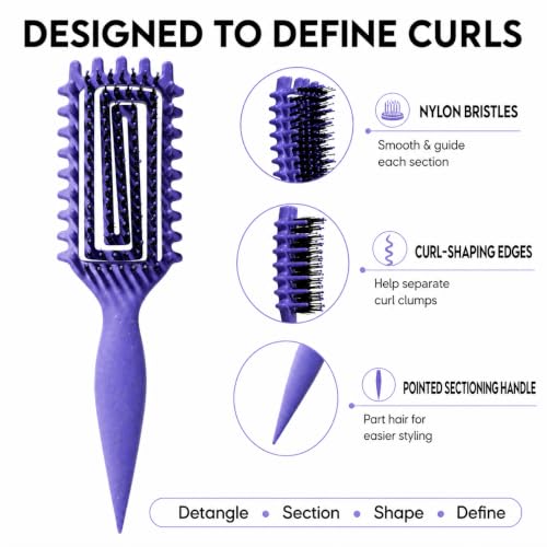 MMBVSZ Purple Curly Hair Brush for Defining & Detangling Wet & Dry Curls