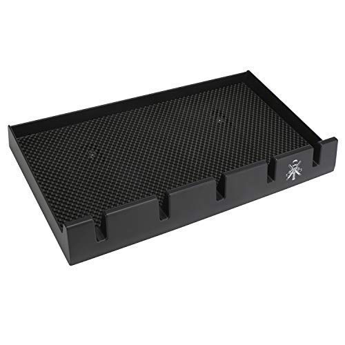Segbeauty Barber Clipper Tray, Holder and Rack, Anti-Slip Black Salon Organizer, Razor Case, 5 Notches Professional Hair Trimmer Holder, Hairdresser Stylist Barbers Tools Box