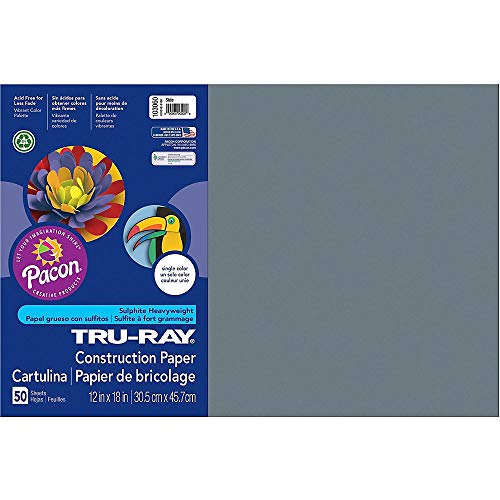 Tru-Ray Construction Paper, 50% Recycled, 12" x 18", Slate, Pack Of 50