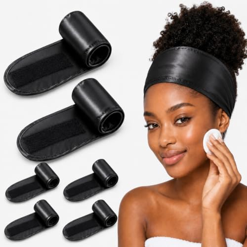 Hercicy 6-Pack Satin Hair Wrap Headband – Adjustable Spa Headwear