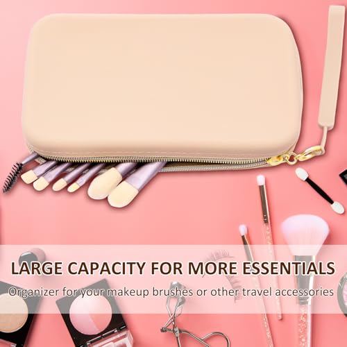 Set of 2 Zipper Makeup Brushes Bag For Travel, Large Silicone Makeup Brush Holder, Washable Make Up Brushes Pouch Case Makeup Tools for Organizing Cosmetics Daily Work